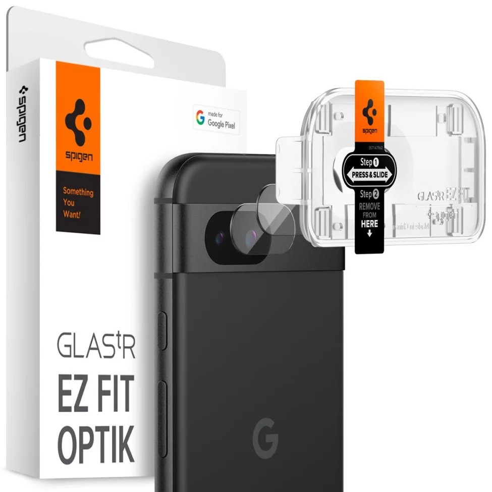 Google Pixel 8a, Kamera lencsevédő fólia, ütésálló fólia, Tempered Glass (edzett üveg), Spigen Glastr Ez Fit Optik, Clear, 2 db / csomag akciós termékkép 1