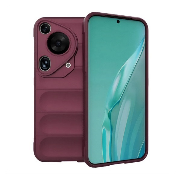 Huawei Pura 70 Ultra, Szilikon tok, közepesen ütésálló, 3D minta, bordó akciós termékkép 1