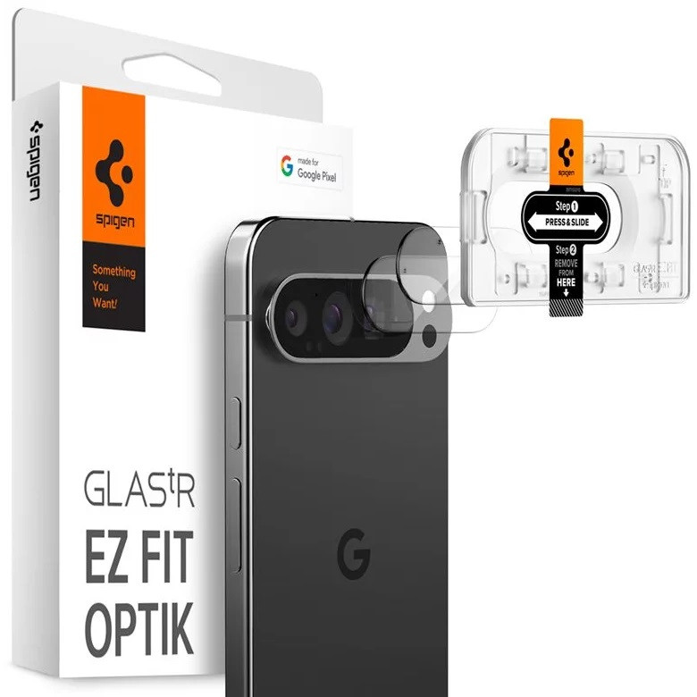 Google Pixel 9 Pro XL, Kamera lencsevédő fólia, ütésálló fólia, Tempered Glass (edzett üveg), Spigen Glastr Ez Fit Optik, Clear, 2 db / csomag akciós termékkép 1