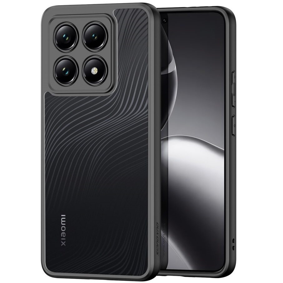 Xiaomi 14T Pro, Műanyag hátlap védőtok + szilikon keret, hullám minta, Dux Ducis Aimo, áttetsző/fekete akciós termékkép 1