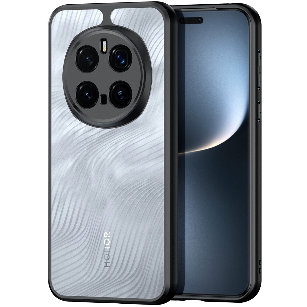 Huawei Honor Magic 7 Pro, Műanyag hátlap védőtok + szilikon keret, hullám minta, Dux Ducis Aimo, áttetsző/fekete akciós termékkép 1