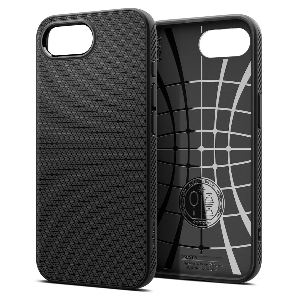 Apple iPhone 16e, Szilikon tok, Spigen Liquid Air, háromszög minta, fekete akciós termékkép 1