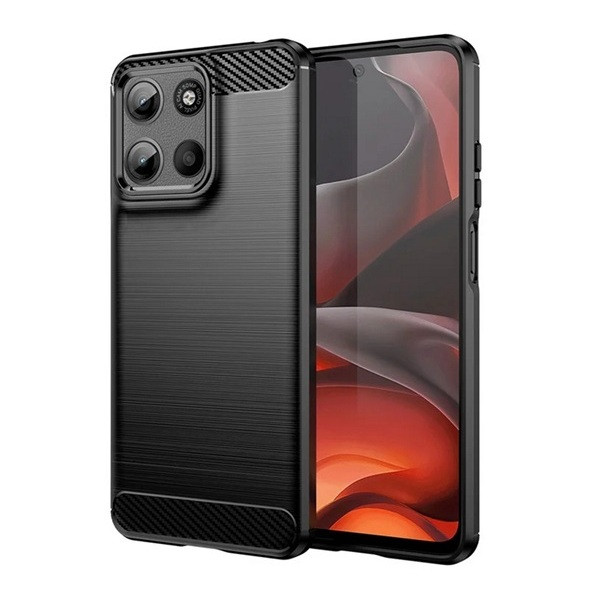 Motorola Moto G15, közepesen ütésálló, szálcsiszolt, karbon minta, fekete akciós termékkép 1