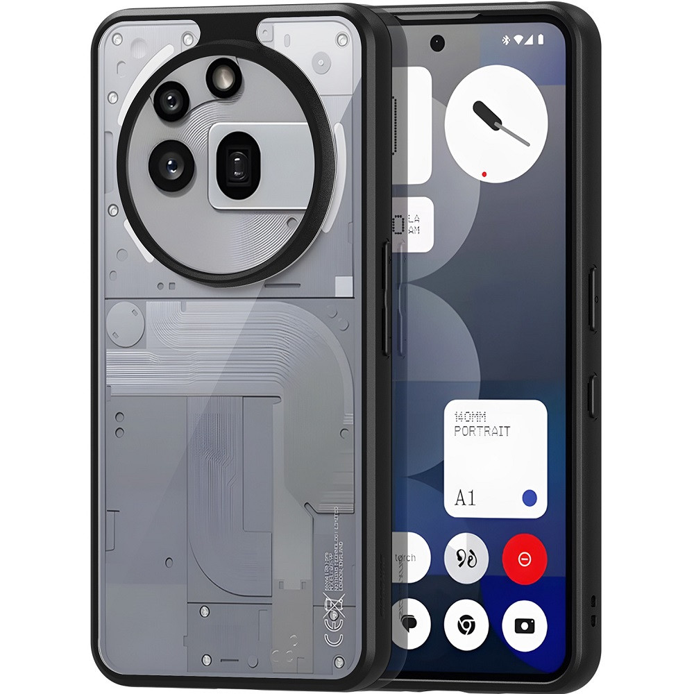 Nothing Phone 3a Pro, Műanyag hátlap védőtok + szilikon keret, Dux Ducis Aimo, átlátszó/fekete akciós termékkép 1