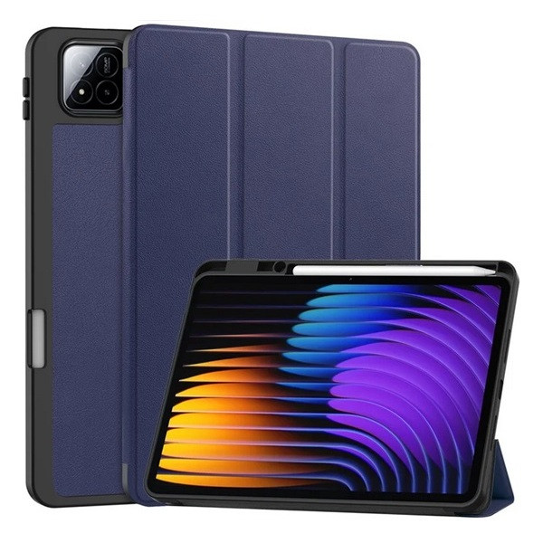 Xiaomi Pad 7 (11.2) / Pad 7 Pro (11.2), mappa tok, Trifold, érintőceruza tartó, sötétkék akciós termékkép 1