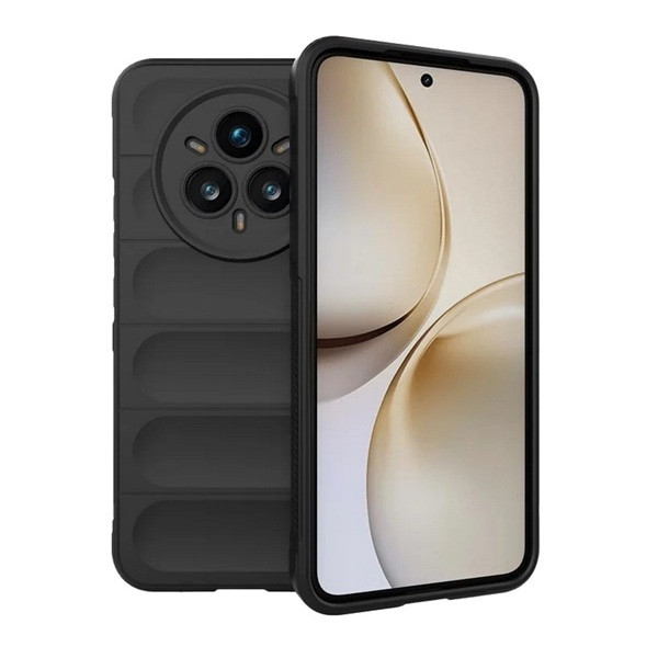 Realme 14 Pro Plus, Szilikon tok, közepesen ütésálló, 3D minta, fekete akciós termékkép 1