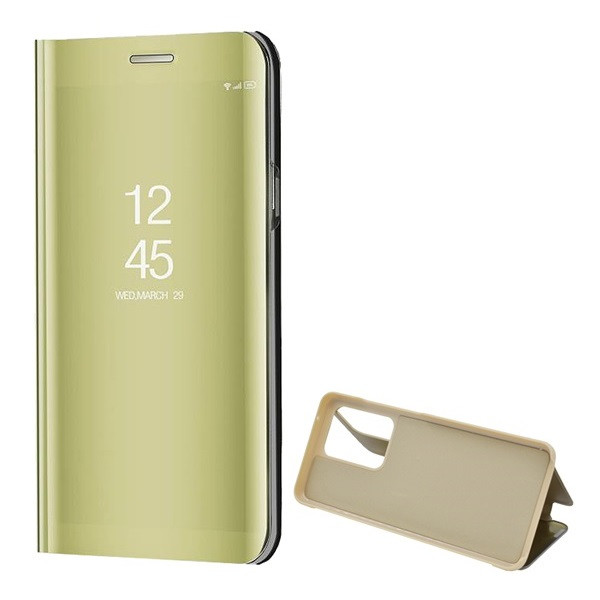 Samsung Galaxy S20 Ultra 5G SM-G988, Oldalra nyíló tok, hívás mutatóval, Smart View Cover, arany (utángyártott) akciós termékkép 1