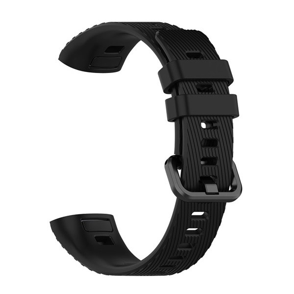 Huawei Band 4 Pro, szilikon pótszíj, állítható, keresztben csíkos minta, fekete akciós termékkép 1