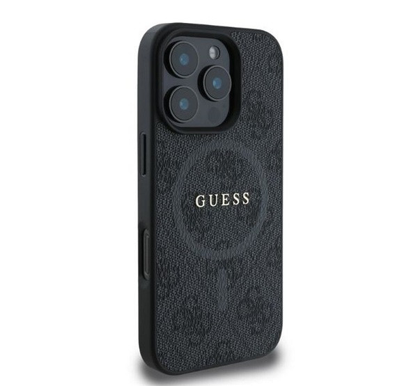 Guess 4G Ring Classic Logo Apple iPhone 16 Pro hátlap tok, fekete akciós termékkép 1