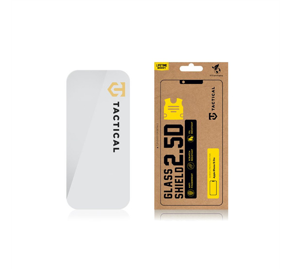 Apple iPhone 16 Pro, Kijelzővédő fólia, ütésálló fólia (az íves részre NEM hajlik rá!), Tempered Glass (edzett üveg), Tactical Glass Shield 2.5D, Clear akciós termékkép 1