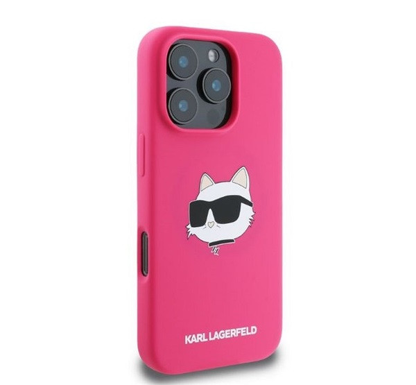 Karl Lagerfeld Silicone Choupette Head Print Apple iPhone 16 Pro Max Magsafe kompatibilis hátlap tok, rózsaszín akciós termékkép 1