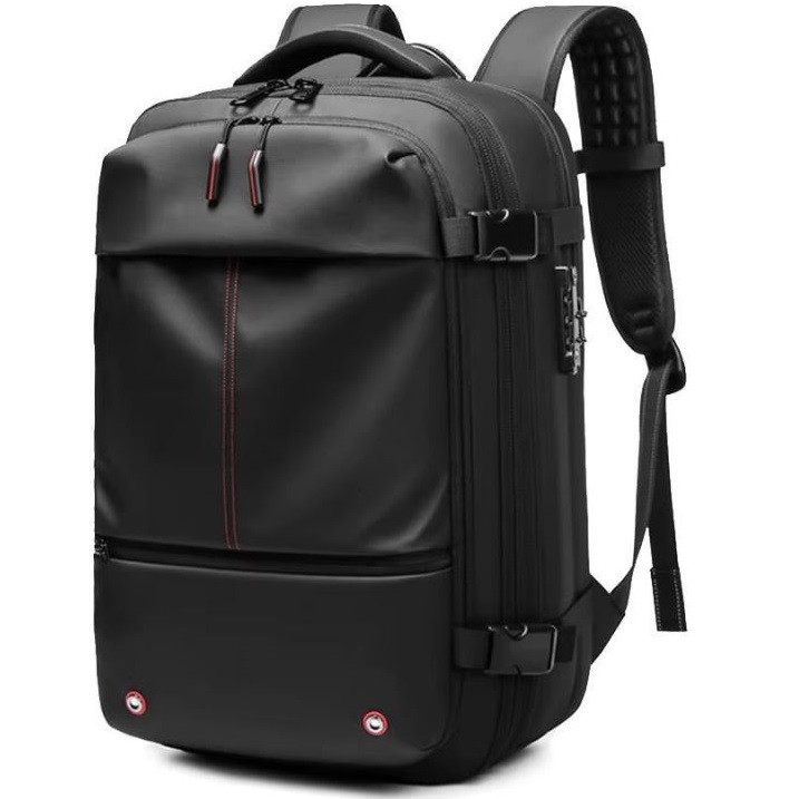 Vákuumos kompressziós hátizsák, utazótáska, 60 Liter kapacitás, vákuumszivattyúval, vízálló, légáteresztő, Wooze VacPack, fekete akciós termékkép 1