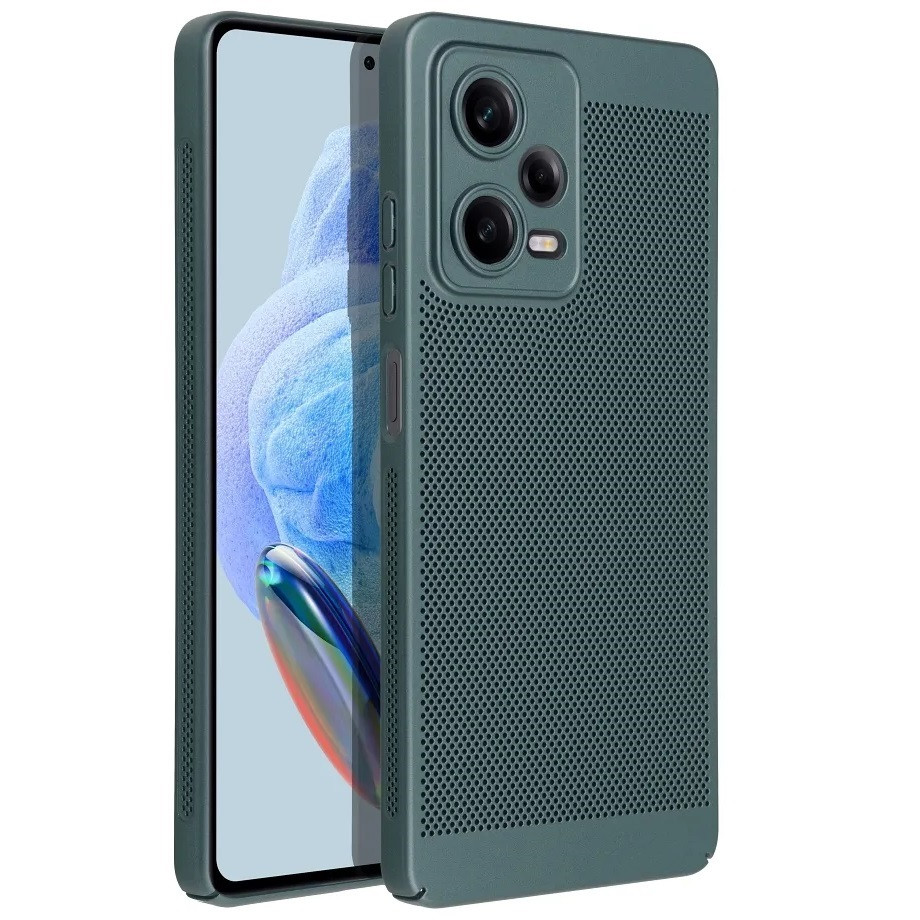 Samsung Galaxy S24 Ultra SM-S928, Műanyag hátlap védőtok, légáteresztő, lyukacsos minta, Breezy, sötétzöld akciós termékkép 1