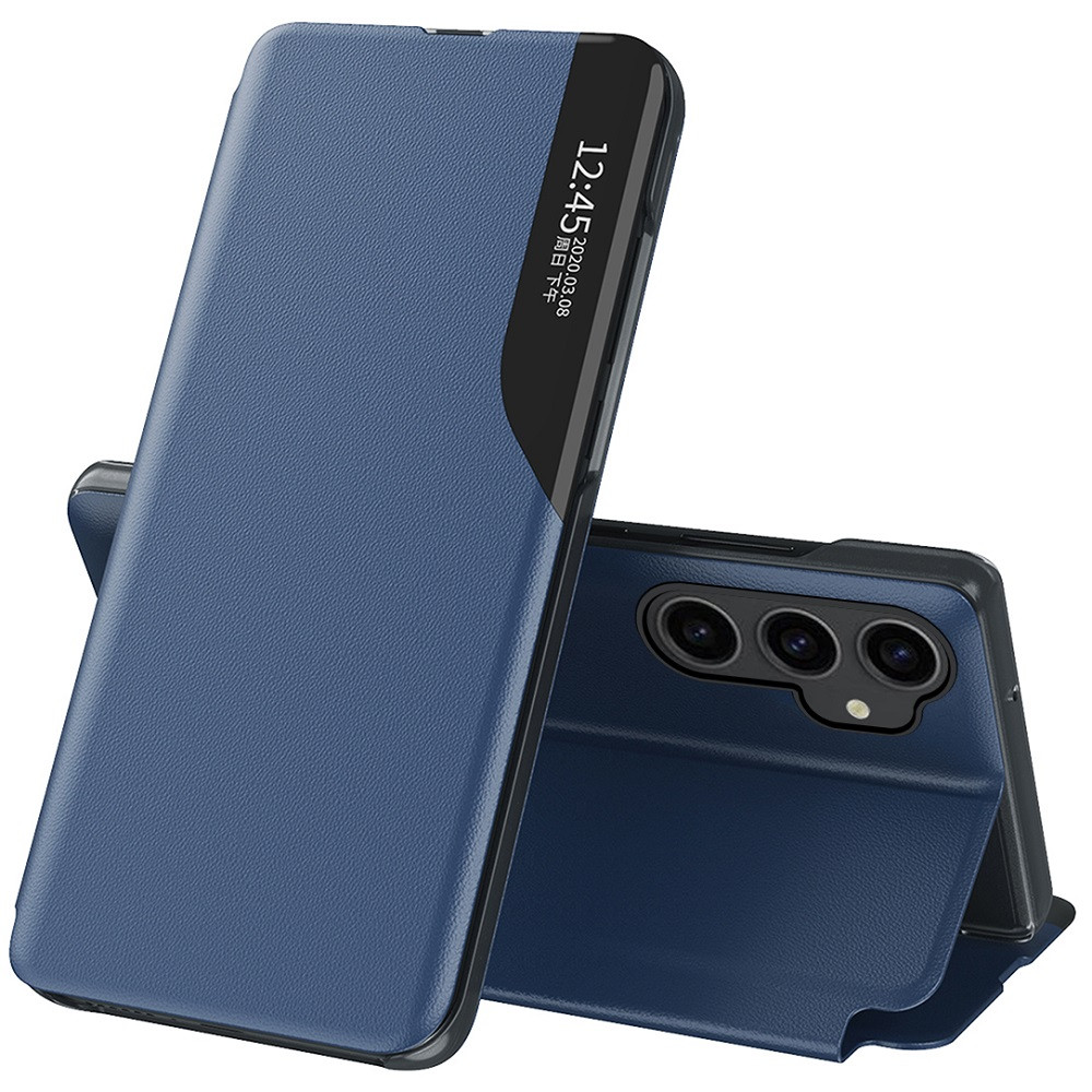 Samsung Galaxy S23 FE SM-S711, Oldalra nyíló tok, stand, hívás mutatóval, Wooze FashionBook, kék akciós termékkép 1