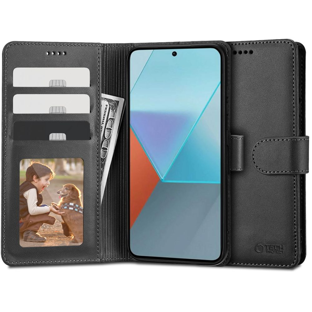 Xiaomi Redmi Note 13 4G, Oldalra nyíló tok, stand, mágnes csattal, TP Wallett, fekete akciós termékkép 1