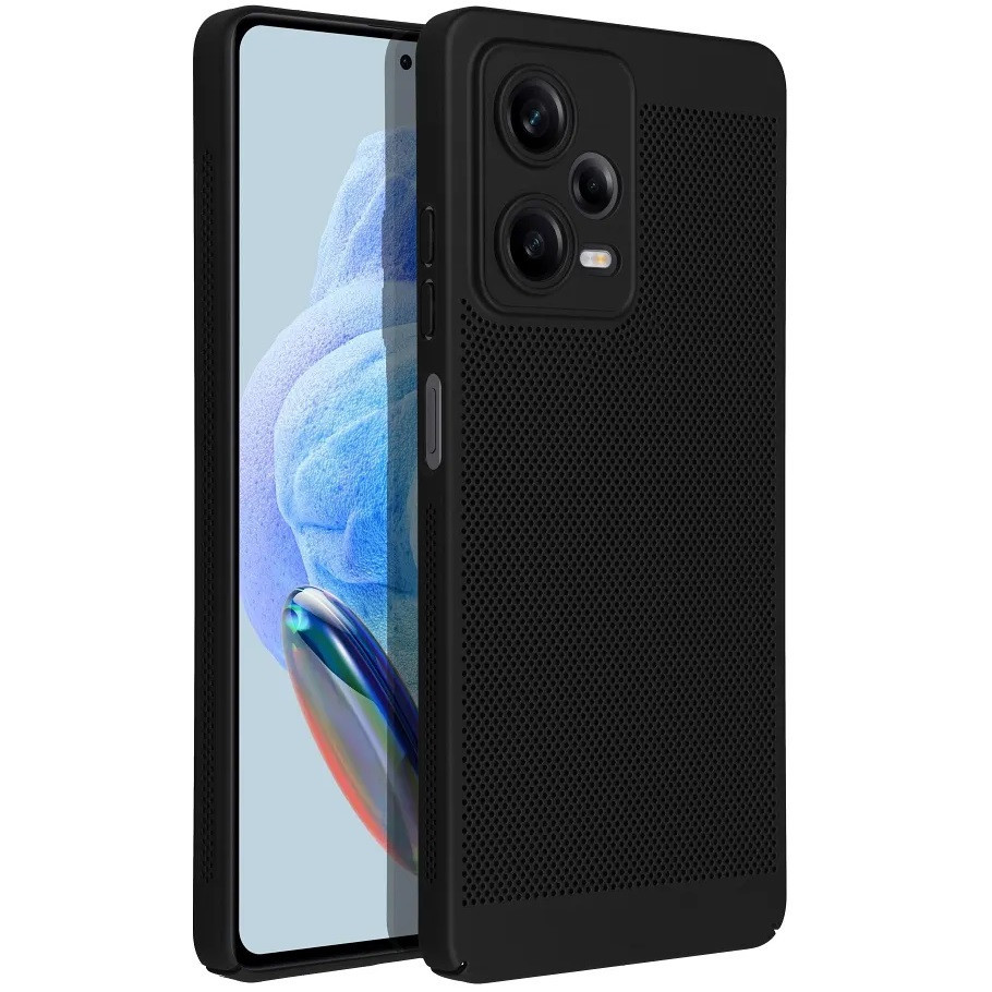 Samsung Galaxy A55 5G SM-A556B, Műanyag hátlap védőtok, légáteresztő, lyukacsos minta, Breezy, fekete akciós termékkép 1