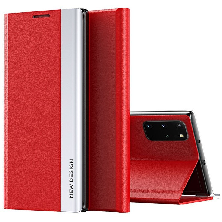 Xiaomi 14, Oldalra nyíló tok, stand, Wooze Silver Line, piros akciós termékkép 1