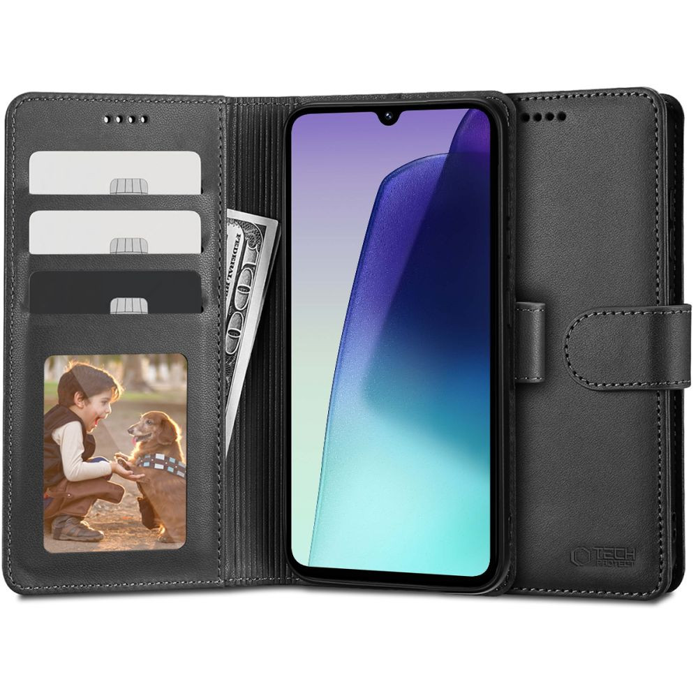 Xiaomi Redmi 14C / Poco C75, Oldalra nyíló tok, stand, mágnes csattal, TP Wallett, fekete akciós termékkép 1