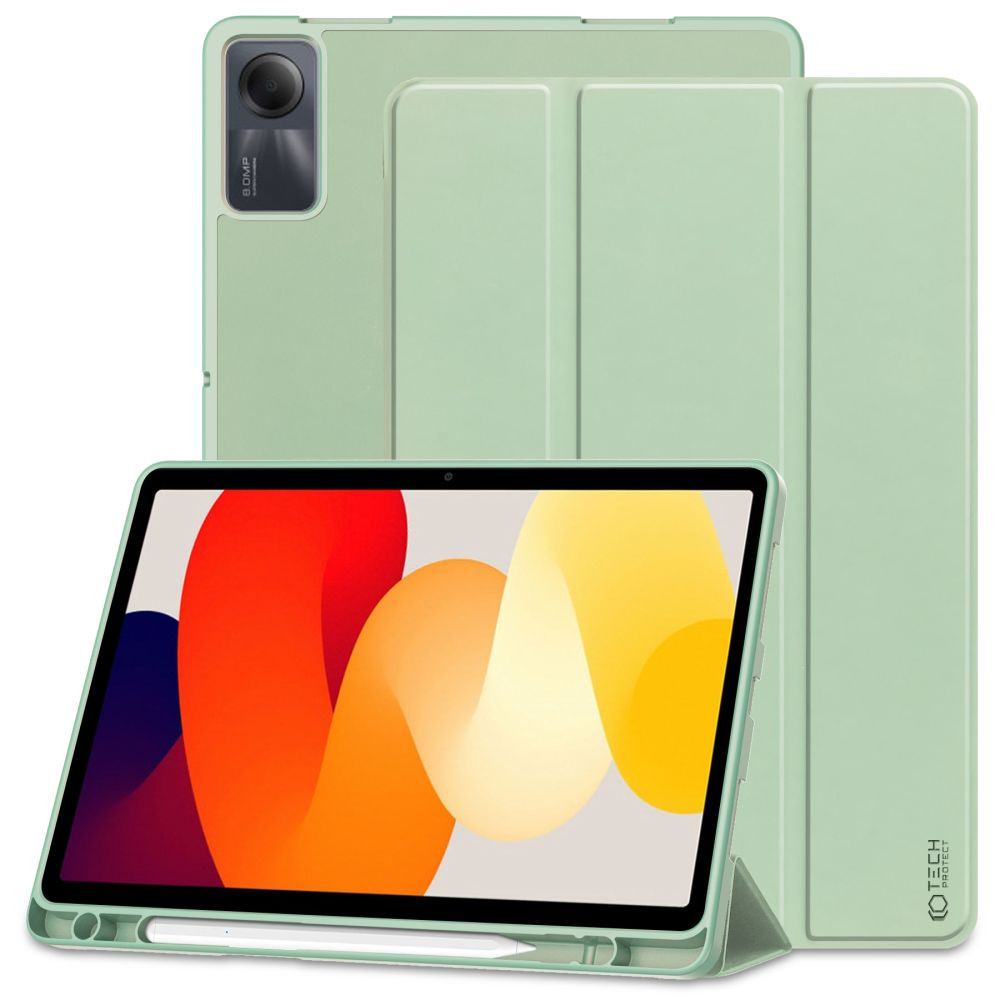 Xiaomi Redmi Pad SE (11.0), mappa tok, közepesen ütésálló, érintőceruza tartó, érintőceruza nélkül, Trifold, TP SC Pen Holder, zöld akciós termékkép 1