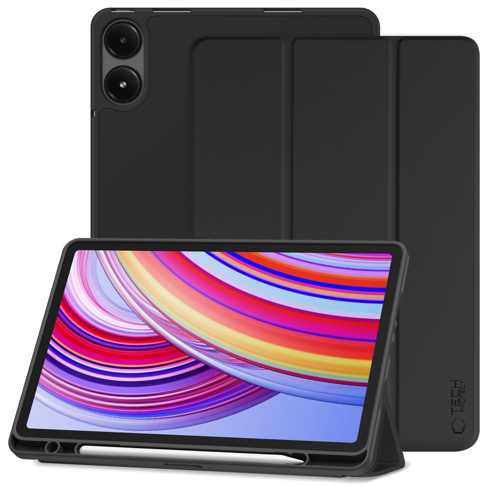 Xiaomi Redmi Pad Pro (12.1) / Redmi Pad Pro 5G (12.1), mappa tok, közepesen ütésálló, érintőceruza tartó, érintőceruza nélkül, Trifold, TP SC Pen Holder, fekete akciós termékkép 1