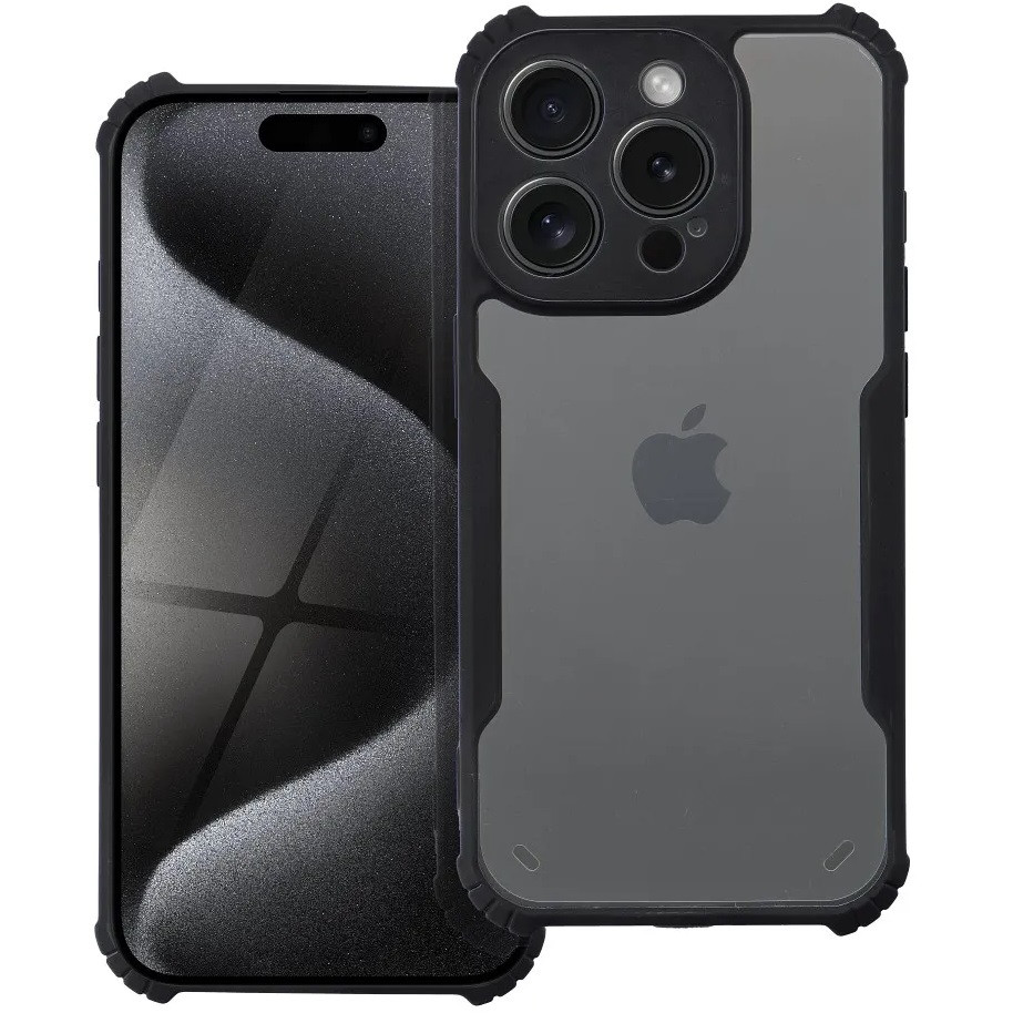 Samsung Galaxy S25 SM-S931, Szilikon tok, közepesen ütésálló, légpárnás sarok, akril hátlap, Anti-Drop Case, átlátszó/fekete akciós termékkép 1