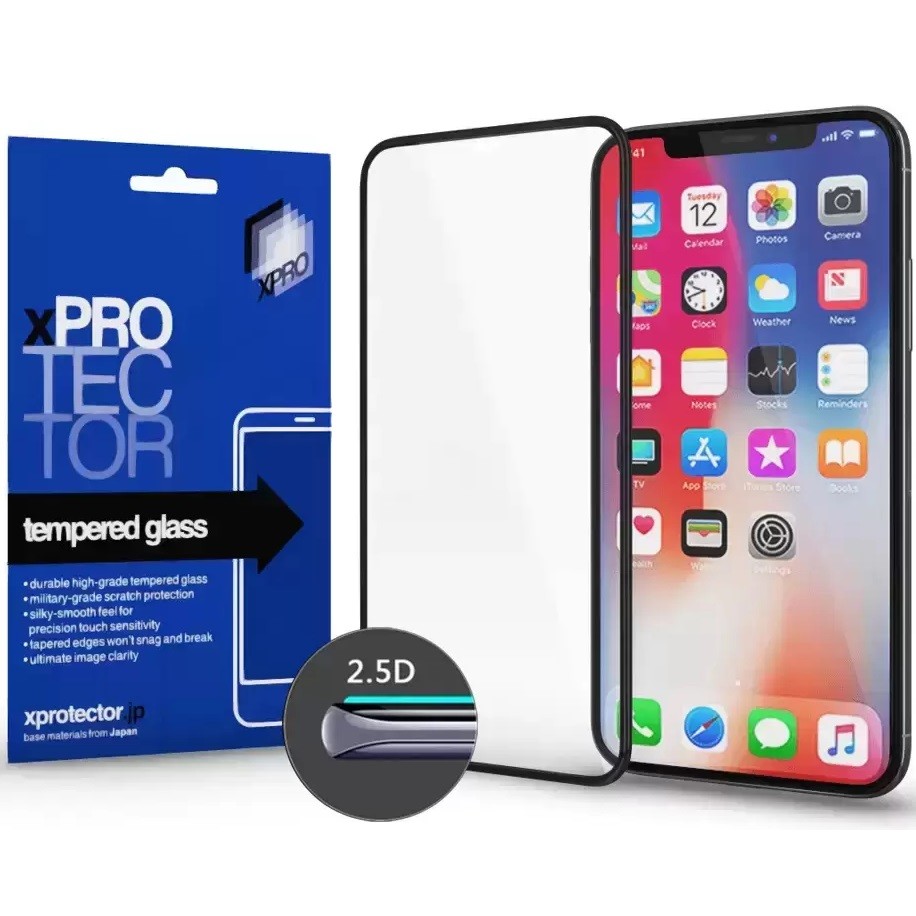 Samsung Galaxy A06 SM-A065F, Kijelzővédő, ütésálló fólia (az íves részre is!), Tempered Glass (edzett üveg), Xprotector, fekete akciós termékkép 1
