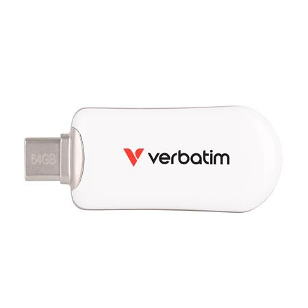 Pendrive, 64GB, USB-C 3.2 Gen1, VERBATIM "Plectra", fehér
